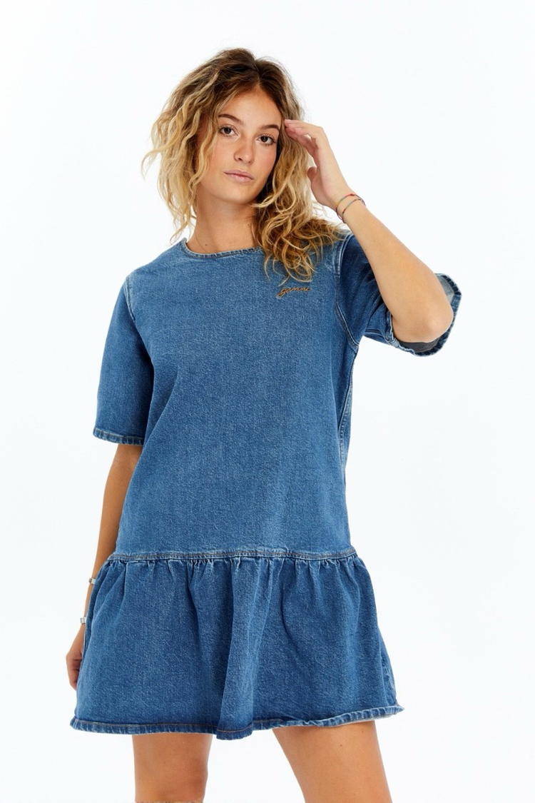 Ganni Denim Elbise - Mavi