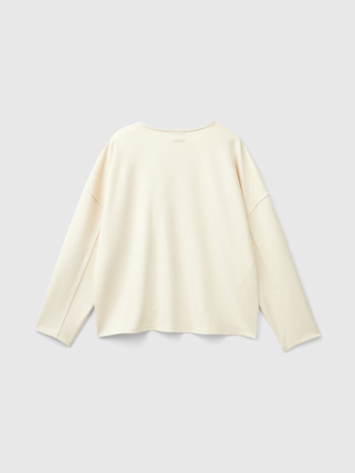 Benetton Modal Karışımlı Sweatshirt - Krem