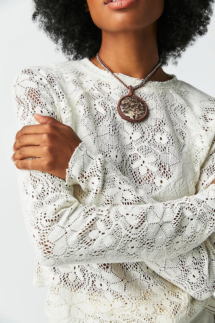 Free People Dantel Üst - Krem