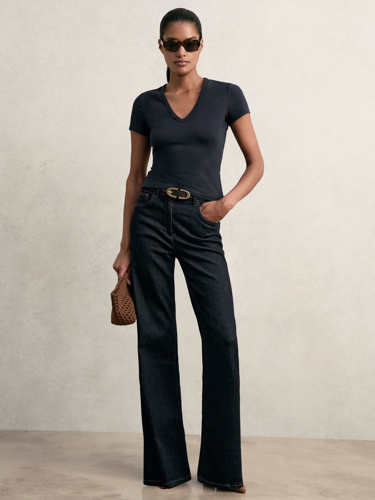 Reiss Leia V Yaka T-Shirt - Lacivert