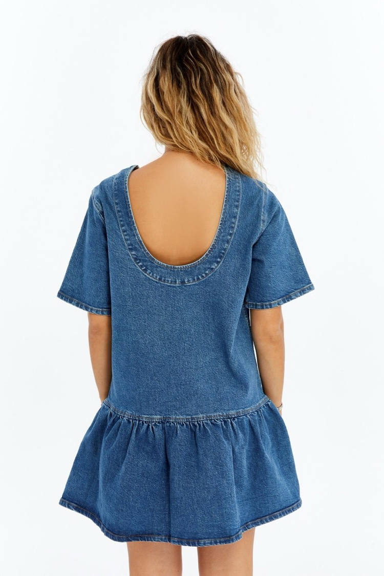 Ganni Denim Elbise - Mavi