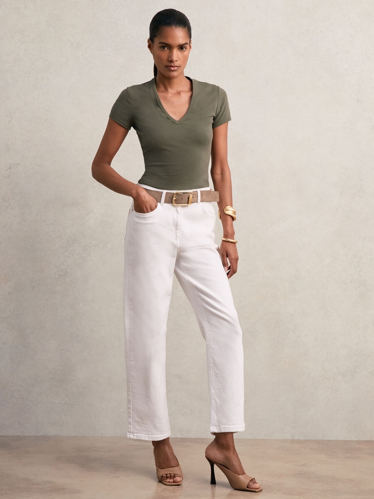 Reiss Leia V Yaka T-Shirt - Haki
