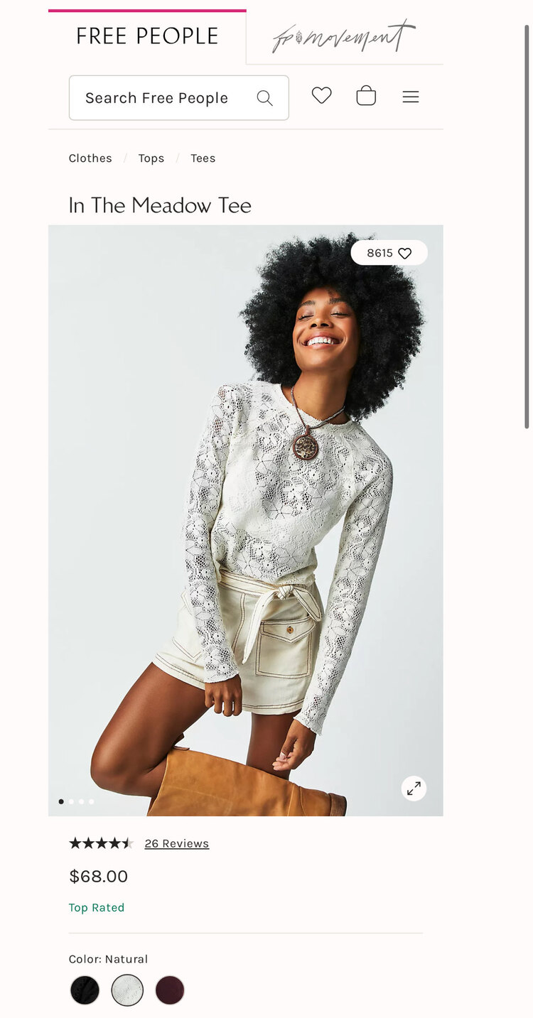 Free People Dantel Üst - Krem