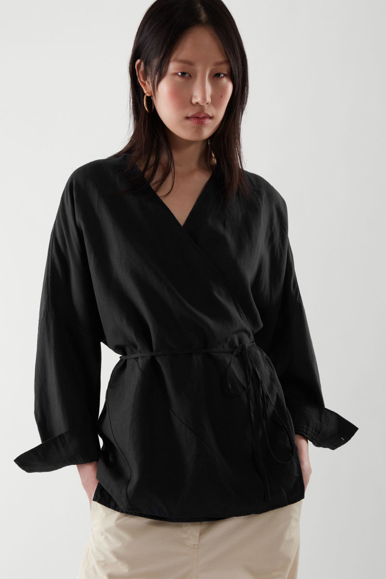 COS Keten Kimono Gömlek - Siyah