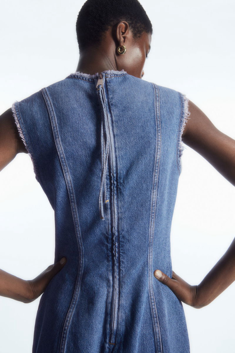 Cos Kısa Denim Elbise - Mavi