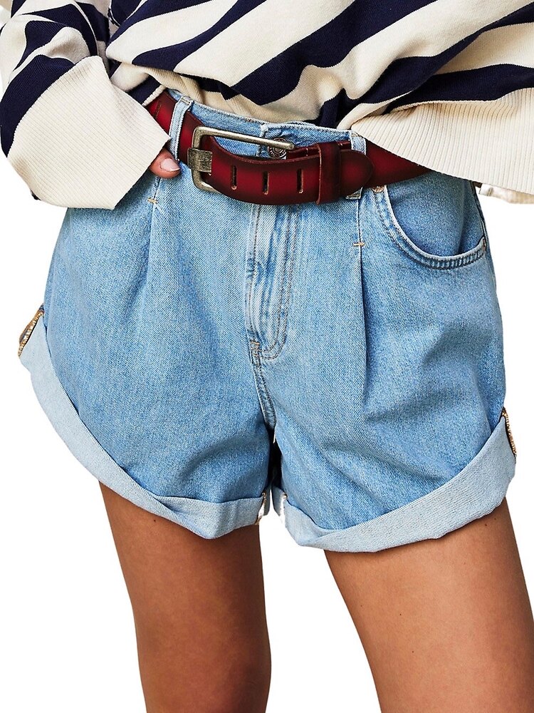 Free People Danni Denim Şort - Açık Mavi