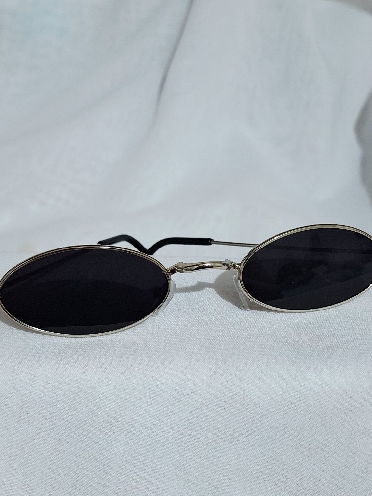 Minimal Siyah Oval Güneş Gözlüğü