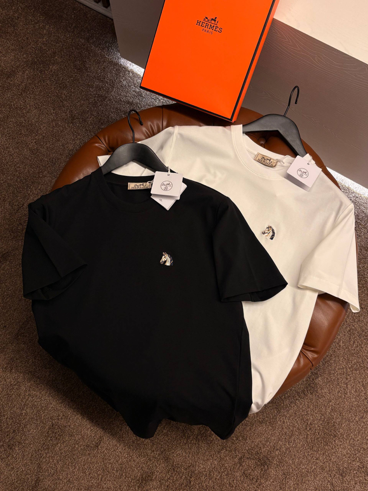 Hermes Beyaz Logo Nakışlı Tshirt