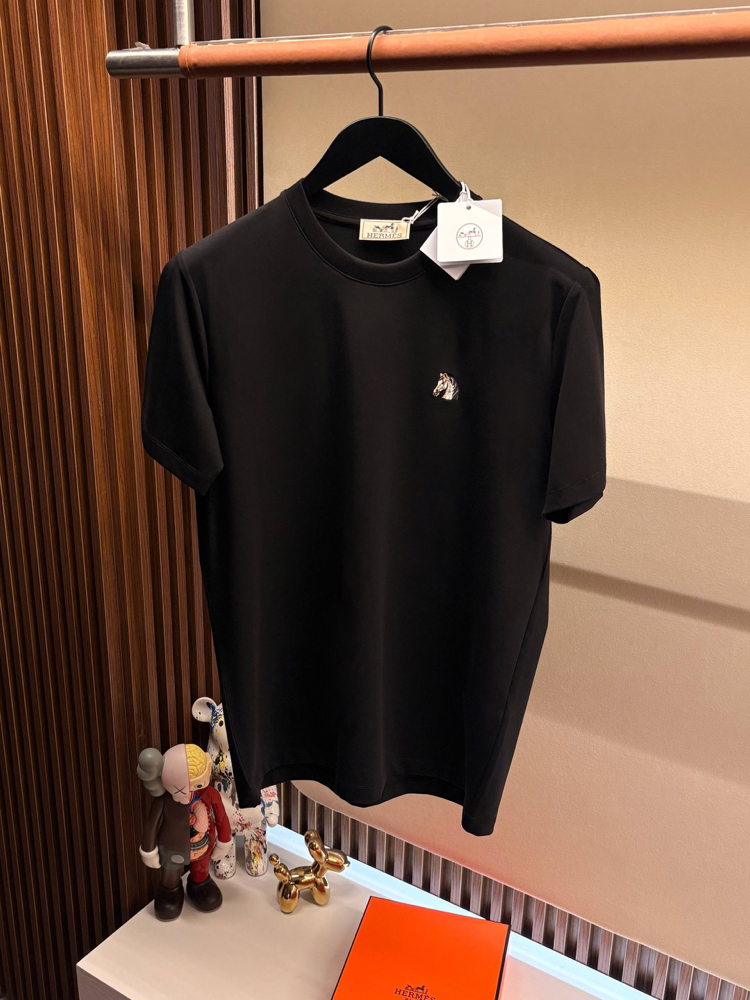 Hermes Siyah Logo Nakışlı Tshirt