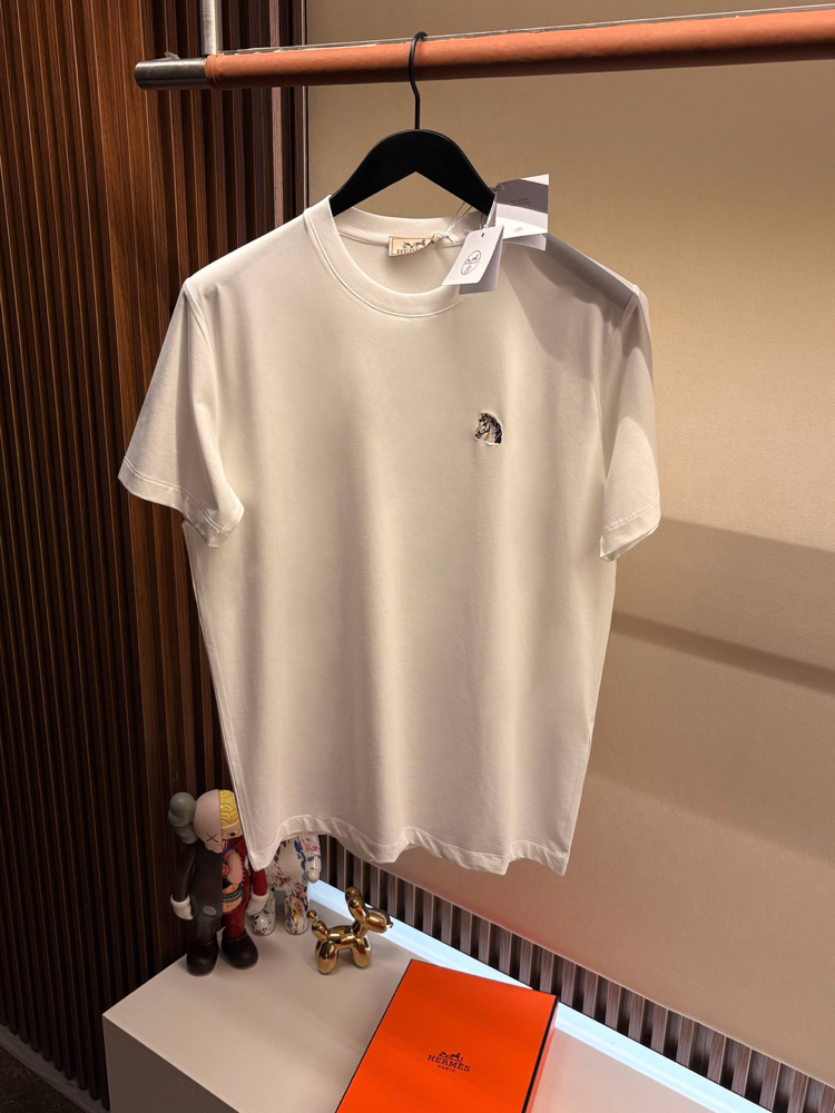 Hermes Beyaz Logo Nakışlı Tshirt