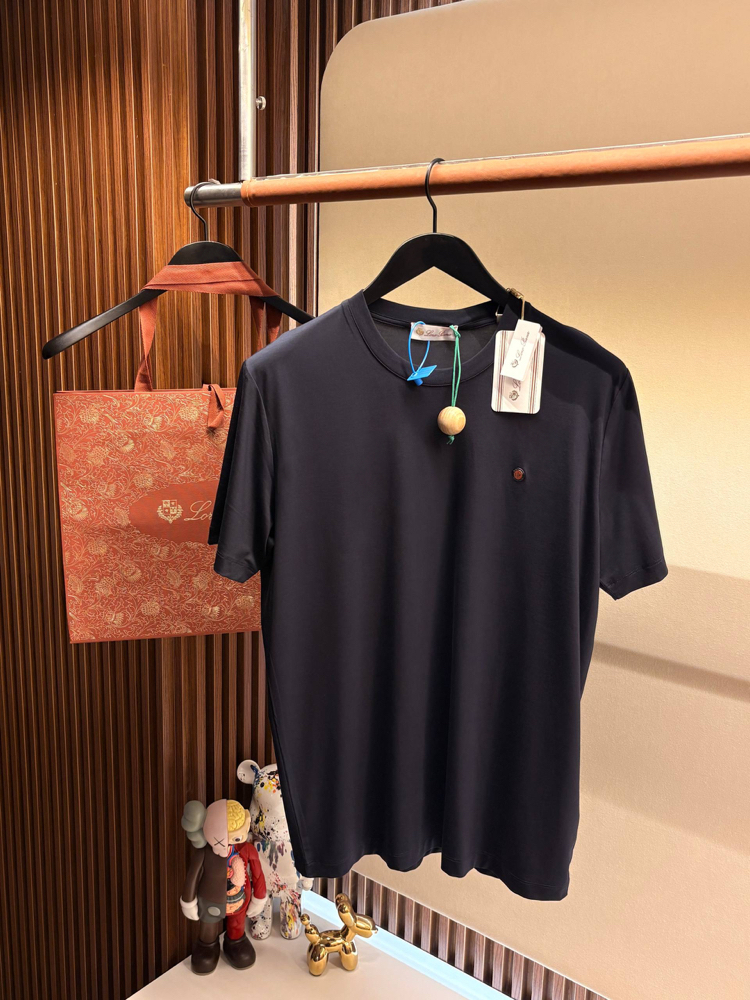Loro Piana Koyu Lacivert Logo Detaylı Tshirt