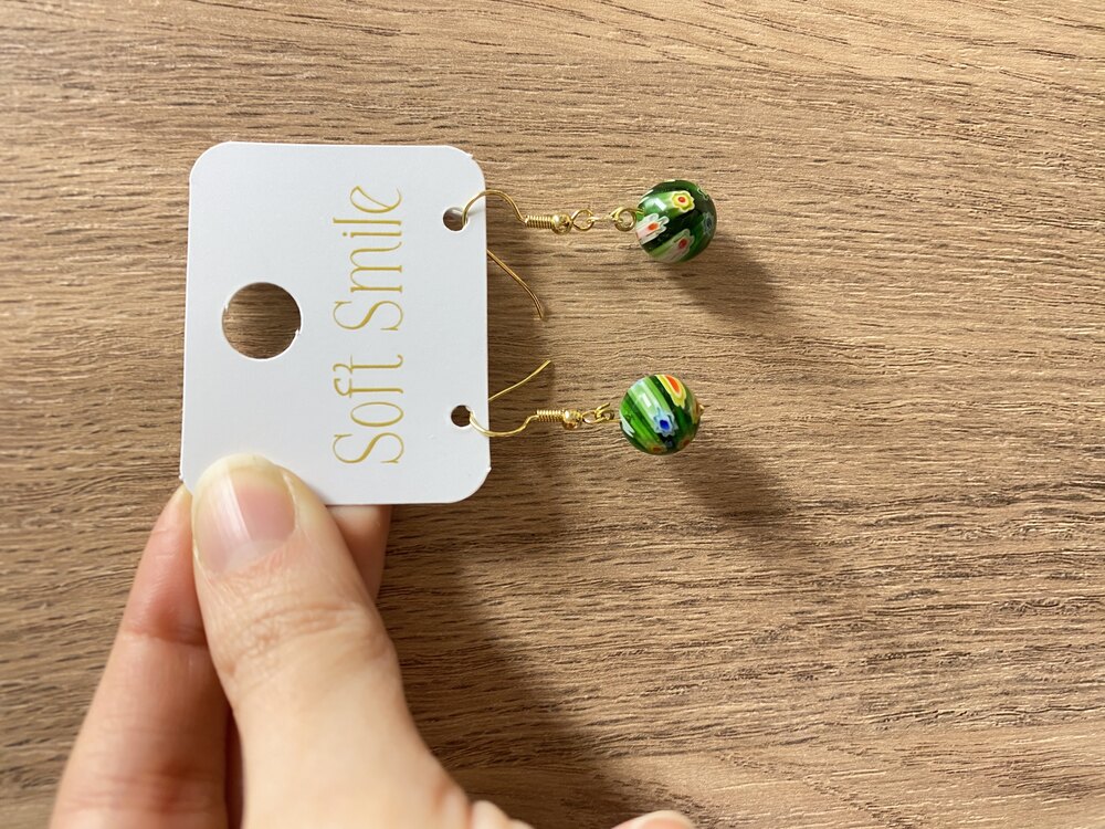 SK34 YEŞİL CAM BONCUK KÜPE
