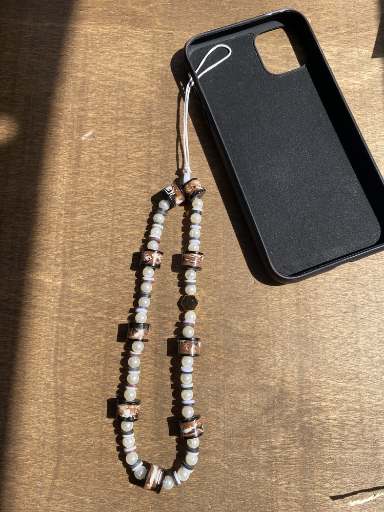 KAHVERENGİ İNCİ TELEFON CHARM