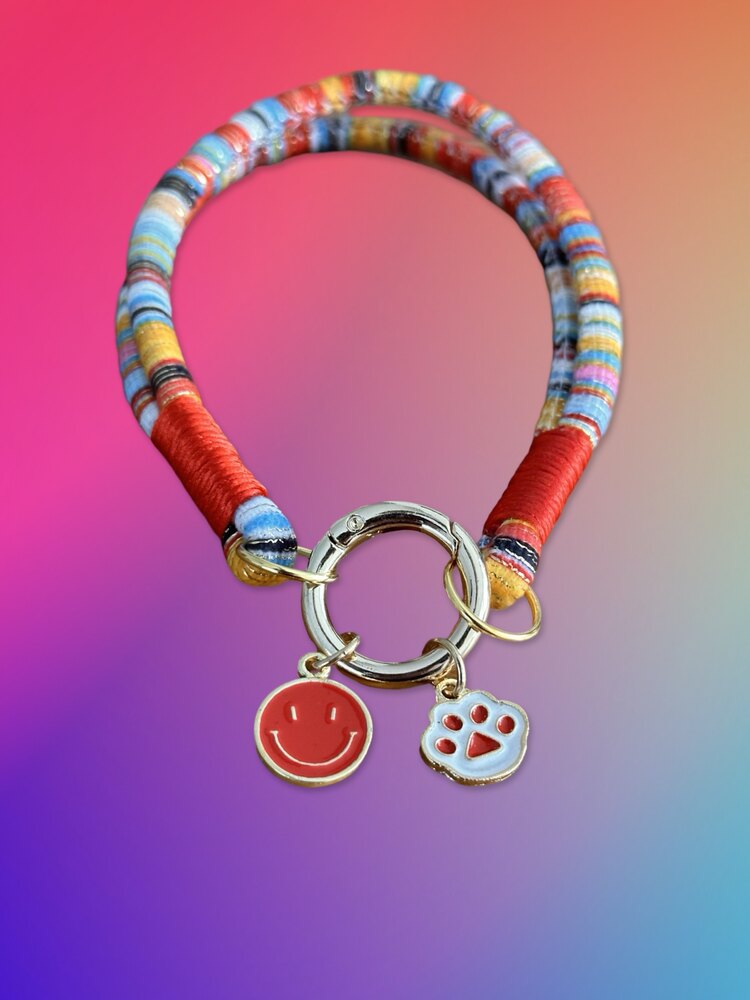 Tokyo Paw Co Kedi Köpek Charmlı Kolye - Kırmızı Emoji ve Pati