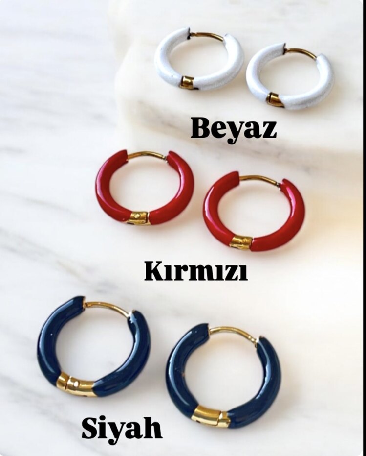 Renkli emaye çelik halka küpe