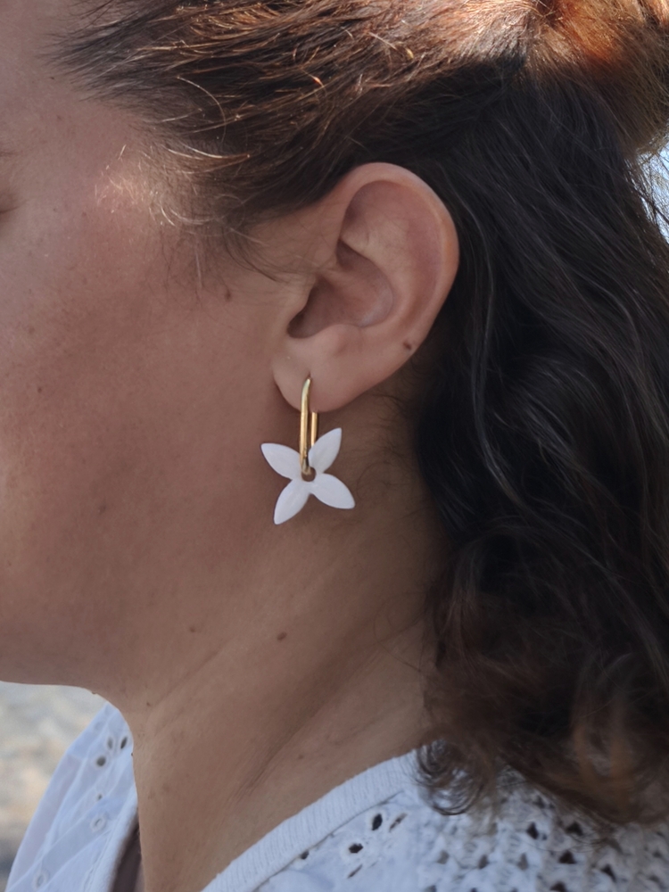 Beyaz glitter Çiçek charm