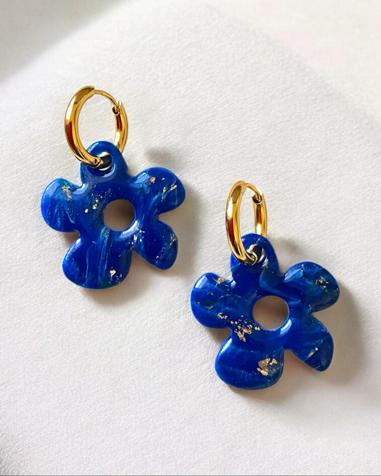 Lapis mavi büyük çiçek charm