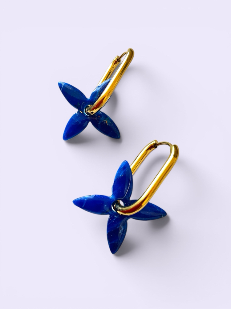Lapis mavi Çiçek charm