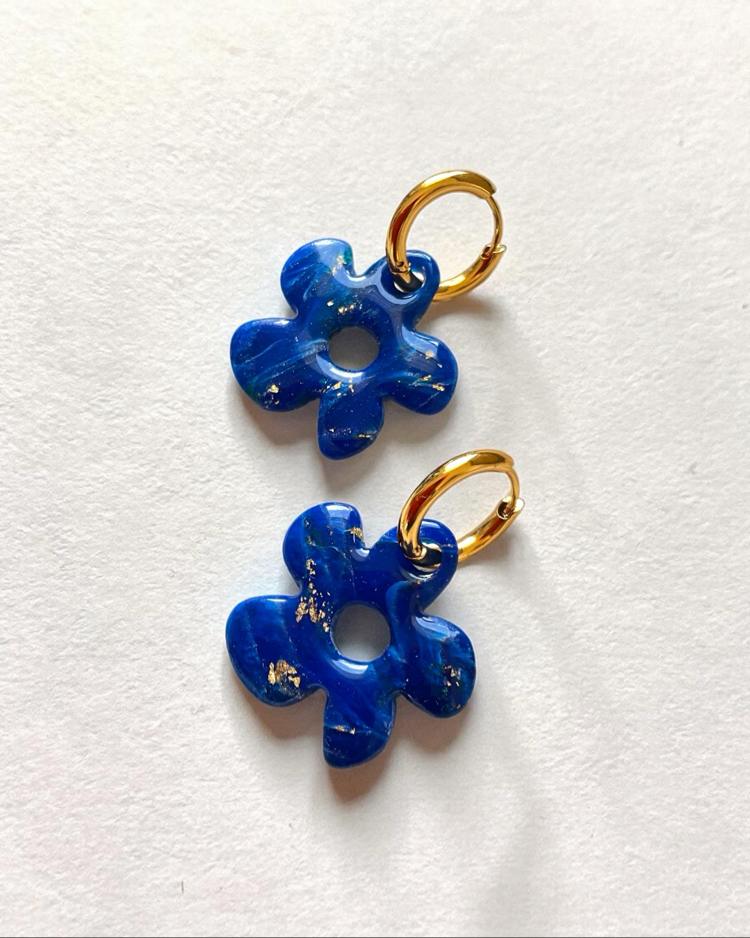 Lapis mavi büyük çiçek charm