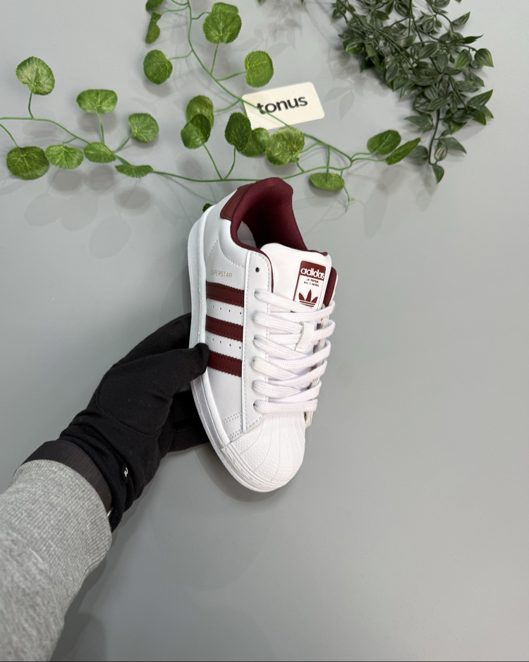 Adidas superstar beyaz bordo 