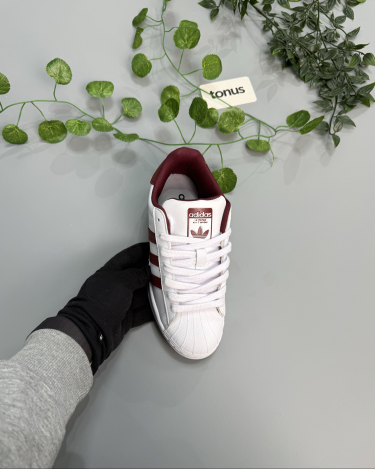 Adidas superstar beyaz bordo 