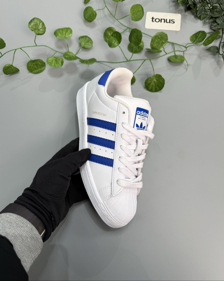 Adidas superstar beyaz mavi 