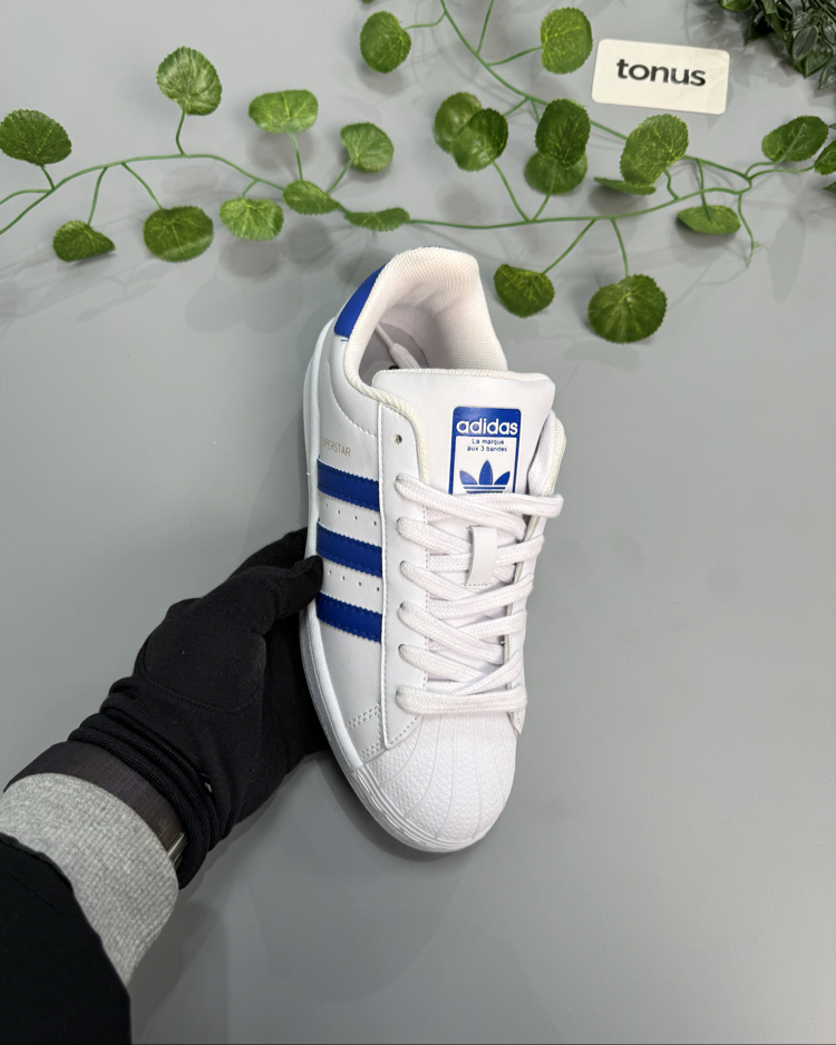 Adidas superstar beyaz mavi 