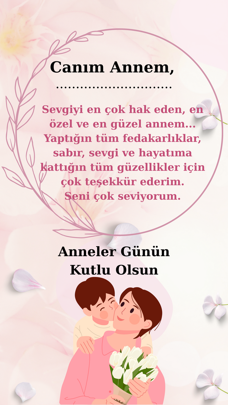 ANNELER GÜNÜ ANNE ERKEK ÇOCUK DİJİTAL TEBRİK KARTI