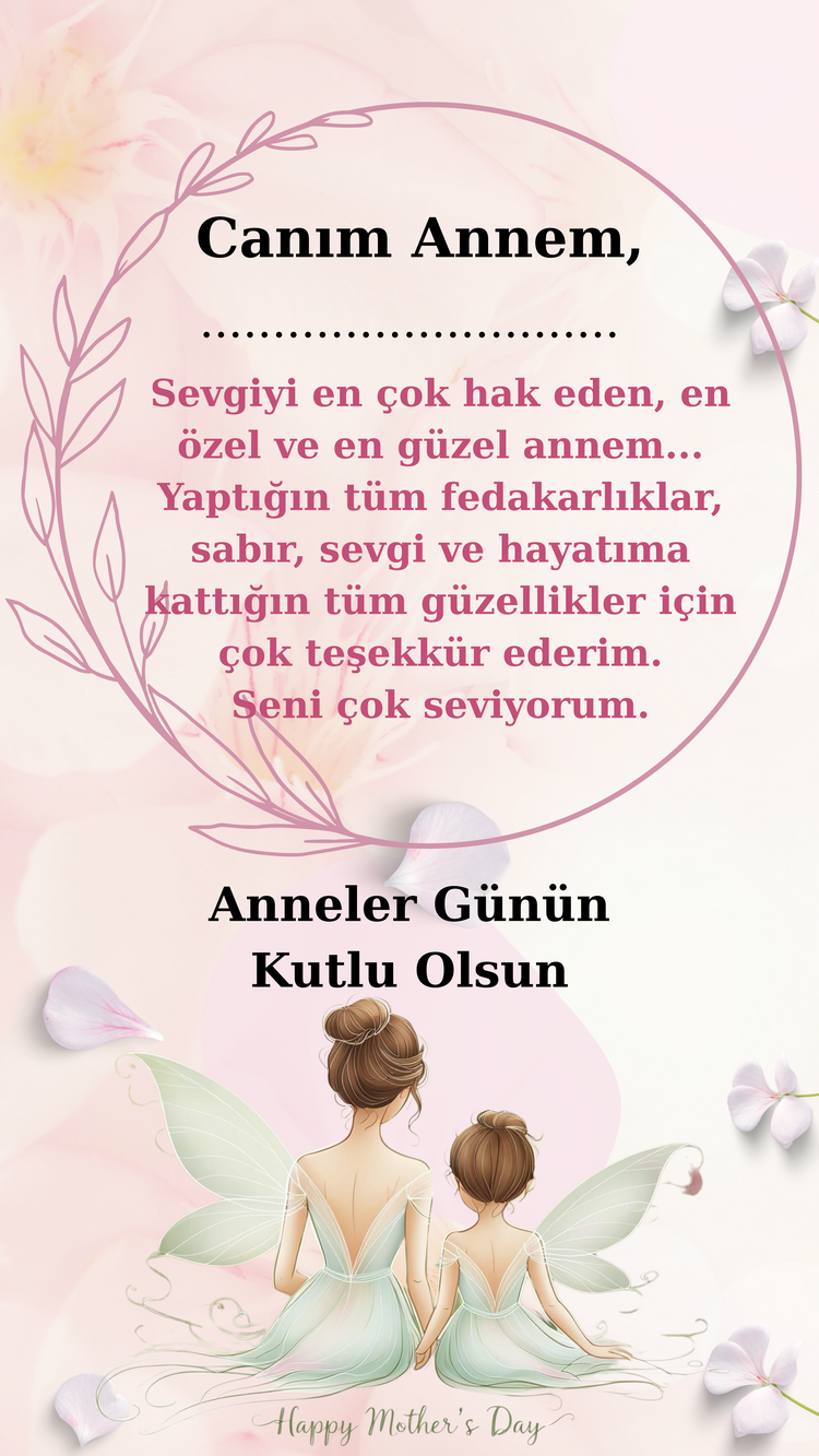 ANNELER GÜNÜ ANNE KIZ DİJİTAL TEBRİK KARTI