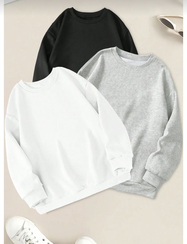 3'lü siyah beyaz sweetshirt