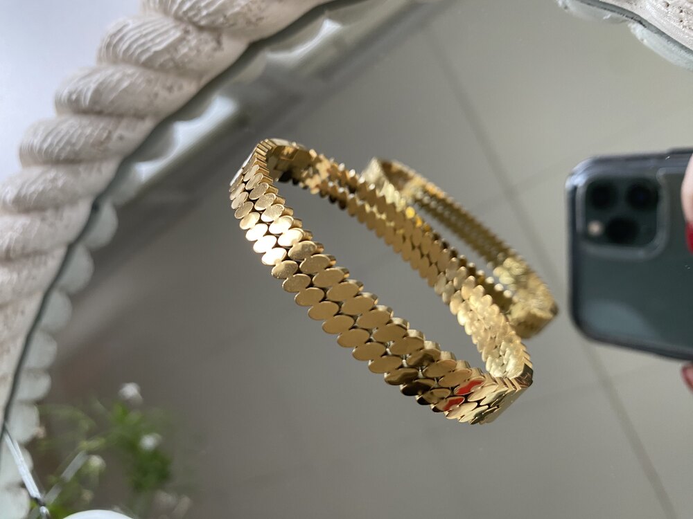 Çelik gold arpa kelepçe bileklik