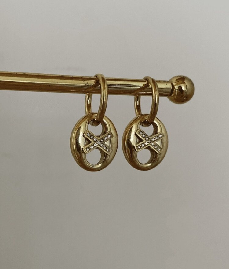 Çelik gold kola kapağı küpe