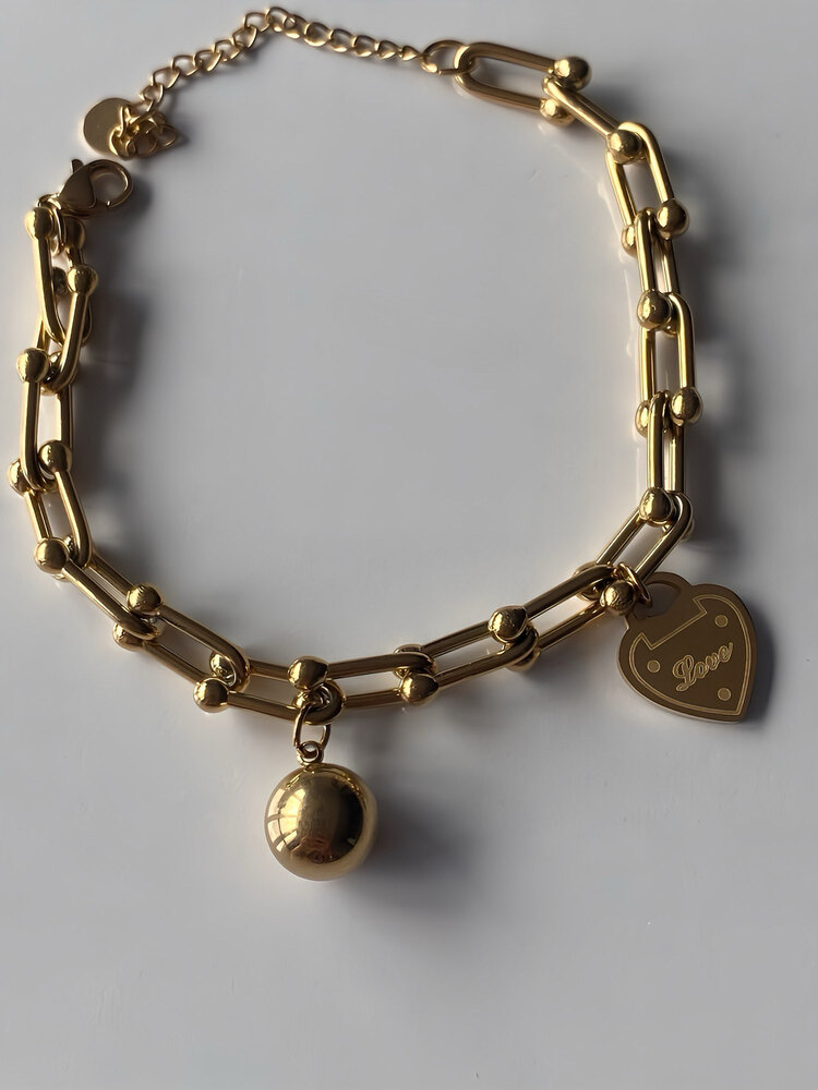 Çelik gold charmlı tiffany bileklik