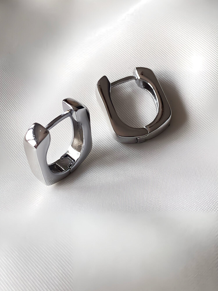 Silver kare bombe küpe