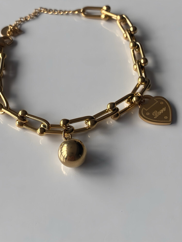 Çelik gold charmlı tiffany bileklik