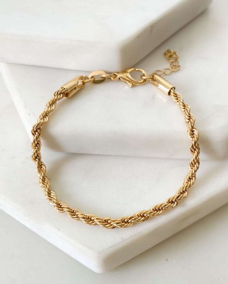 Çelik gold burgu bileklik 4mm