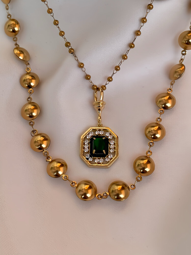 Çelik gold topçuk kolye