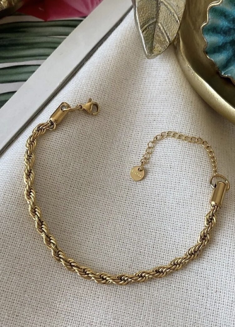 Çelik gold burgu bileklik 4mm