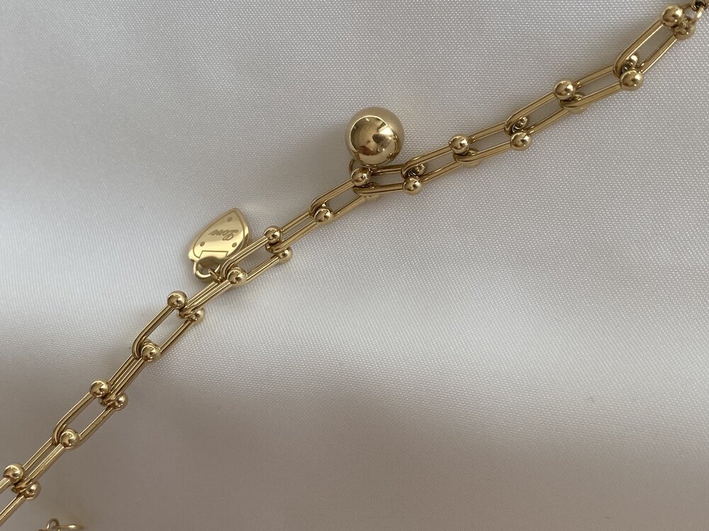 Çelik gold charmlı tiffany bileklik