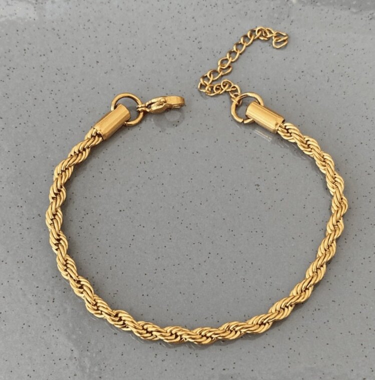 Çelik gold burgu bileklik 4mm