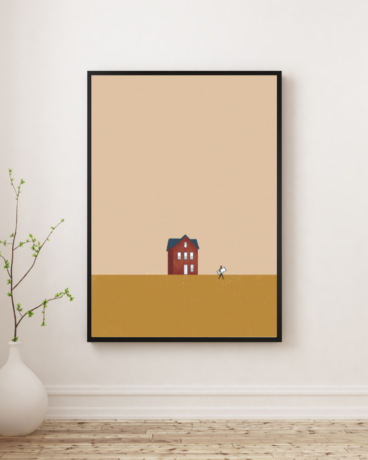 Minimalist Bozkır Evi İllüstrasyon Poster (Dijital İndirme)