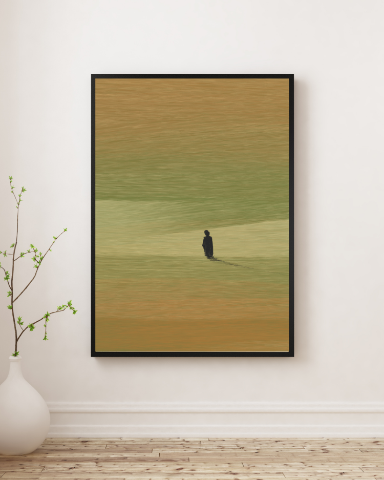 Soyut Figür ve Doğa Tablosu | Minimalist İllüstrasyon Poster (Dijital İndirme)
