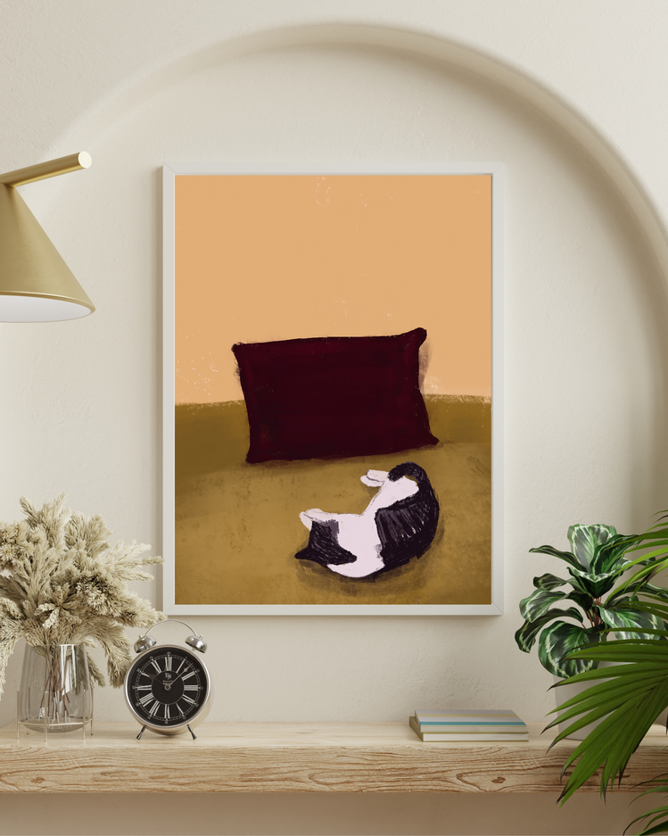 Kedi Tosbik Çizimi Poster (Dijital İndirme)