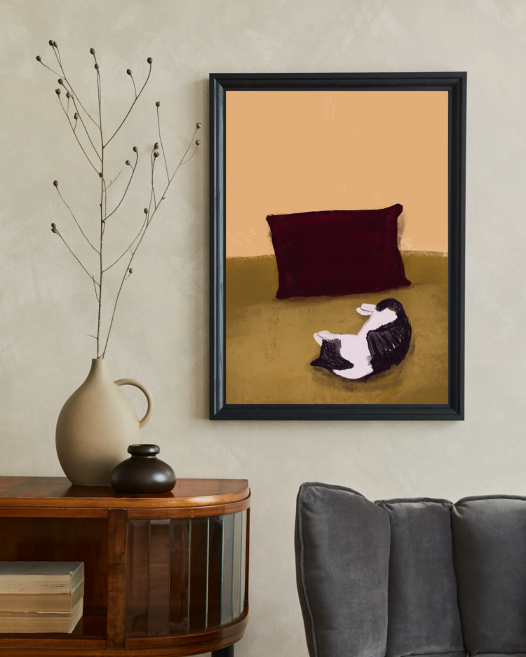 Kedi Tosbik Çizimi Poster (Dijital İndirme)