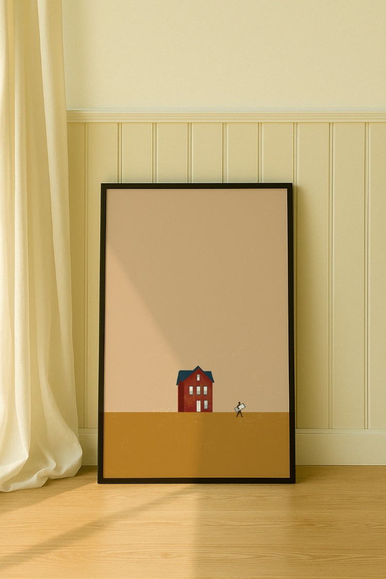 Minimalist Bozkır Evi İllüstrasyon Poster (Dijital İndirme)