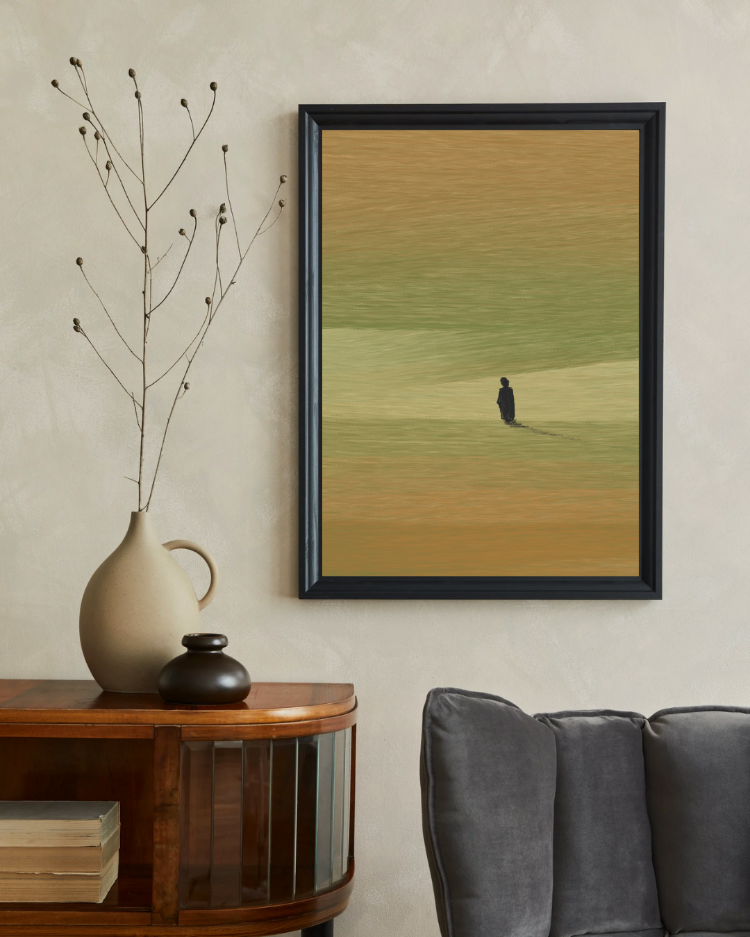 Soyut Figür ve Doğa Tablosu | Minimalist İllüstrasyon Poster (Dijital İndirme)