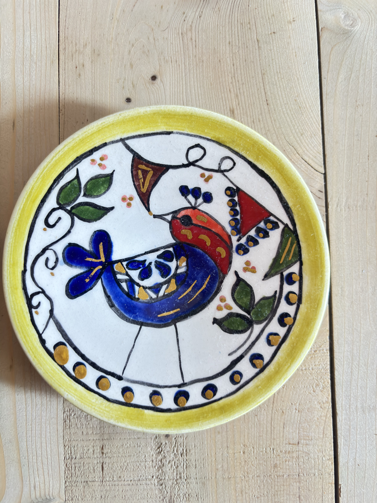 Mavi Kanat ( Alakarga) Mini Çini Tabak