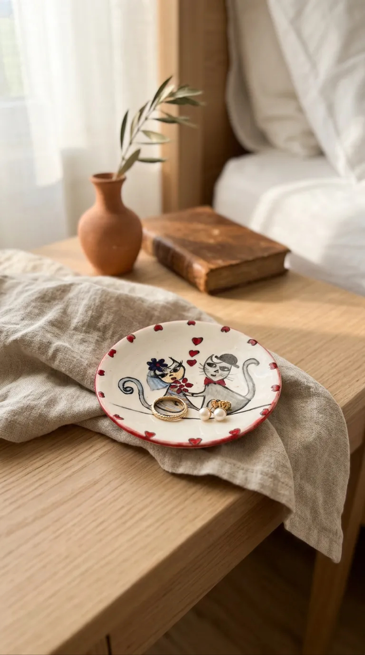 Kaş Kedileri – El Yapımı Çini Mini Tabak