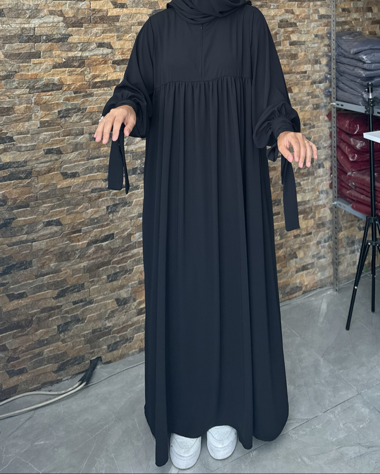 ARYA SİYAH TAKIM “ GÖLGELİ OVAL SUFLE & KOL BAĞLAMALI ELBİSE