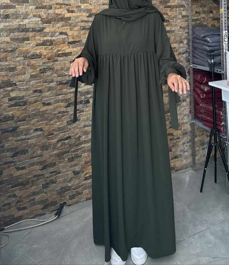 ARYA HAKİ TAKIM ” GÖLGELİ OVAL SUFLE & KOL BAĞLAMALI ELBİSE